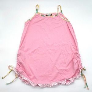 Matilda Jane Pink Sleeveless side rouching floral/polka dot accent SZ 12